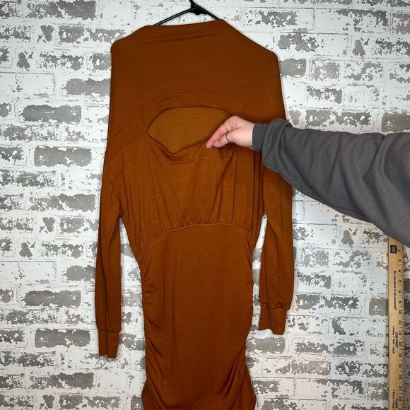 Anthropology Daily practice | women long sleeve orange dress open back - Picture 10 of 11
